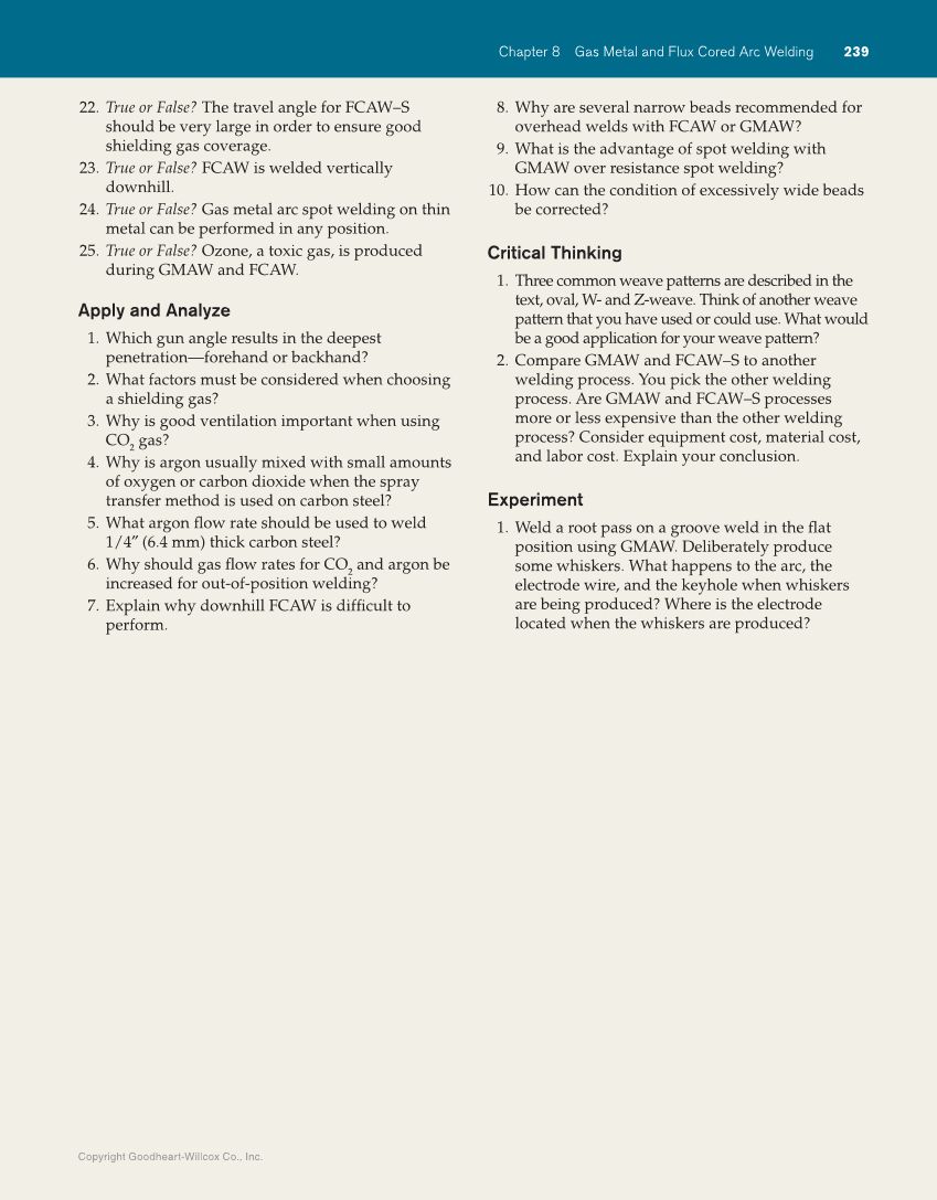 Modern Welding, 12th Edition page 239
