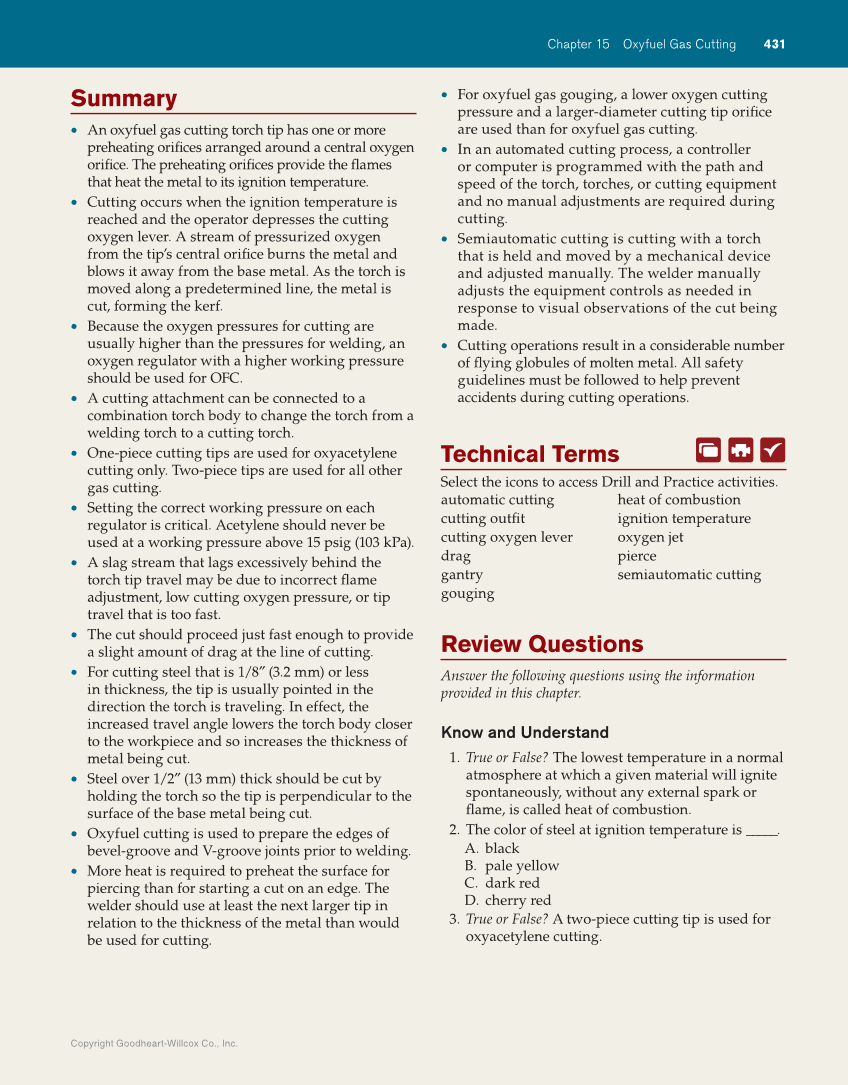 Modern Welding, 12th Edition page 431