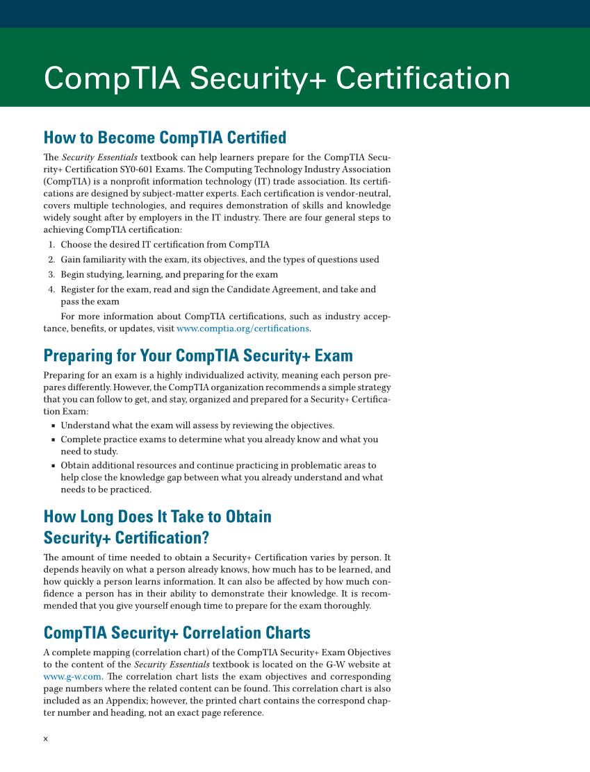 Security Essentials, Textbook page x