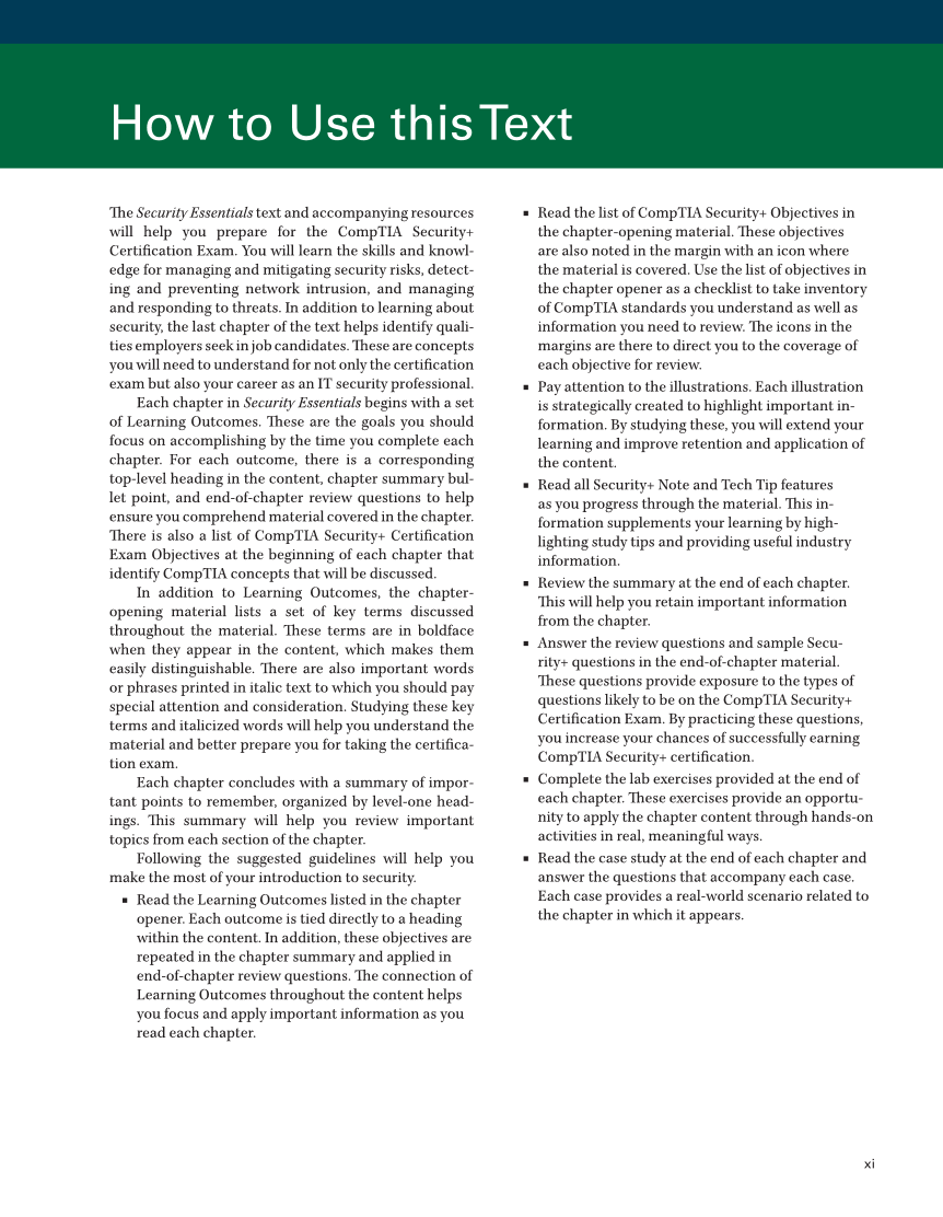 Security Essentials, Textbook page xi