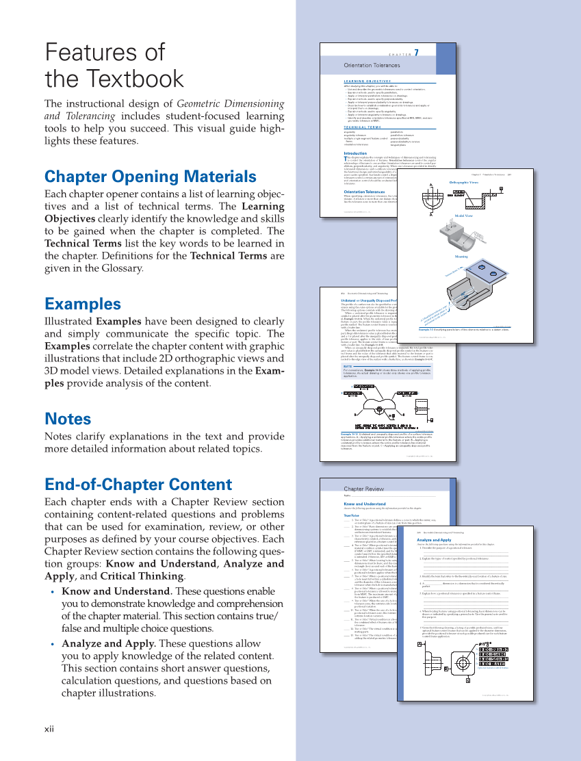 Geometric Dimensioning and Tolerancing: Principles and Practices 10e, Textbook page xii