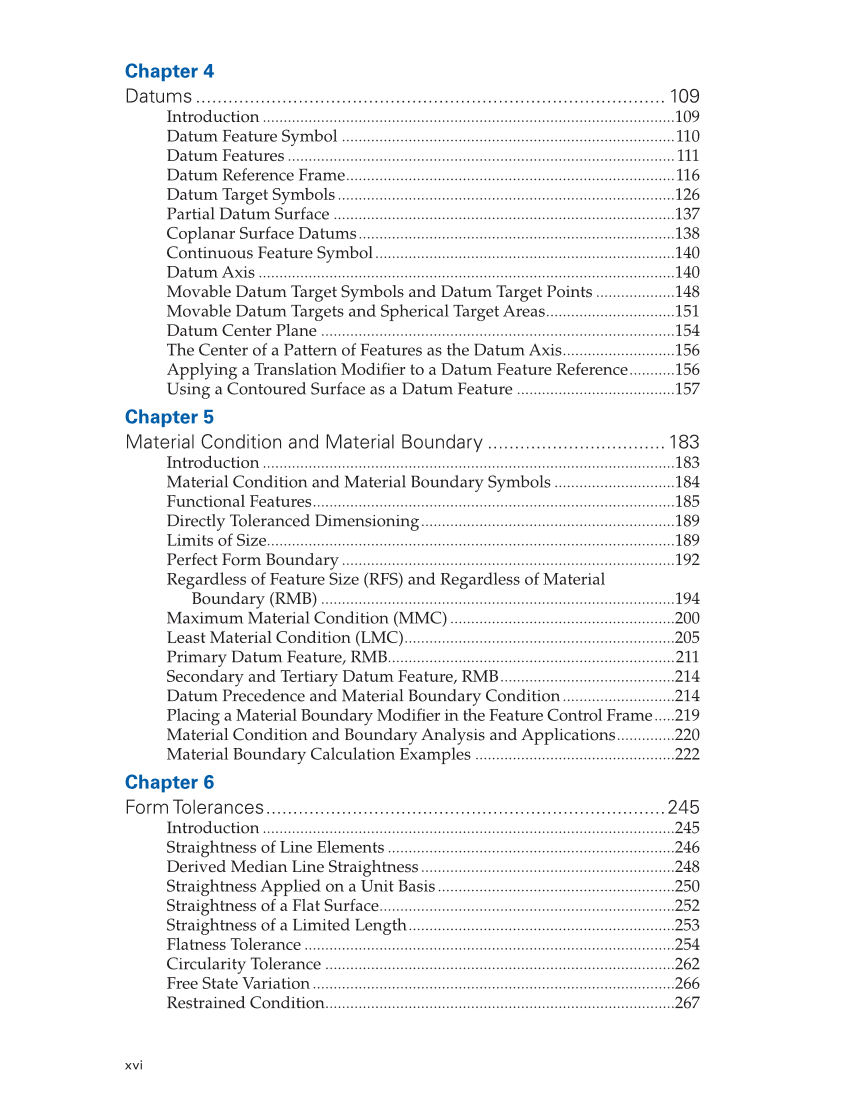 Geometric Dimensioning and Tolerancing: Principles and Practices 10e, Textbook page xvi