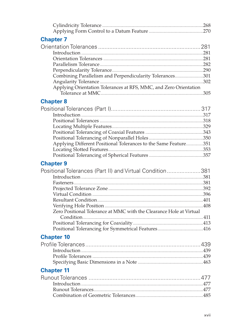 Geometric Dimensioning and Tolerancing: Principles and Practices 10e, Textbook page xvii