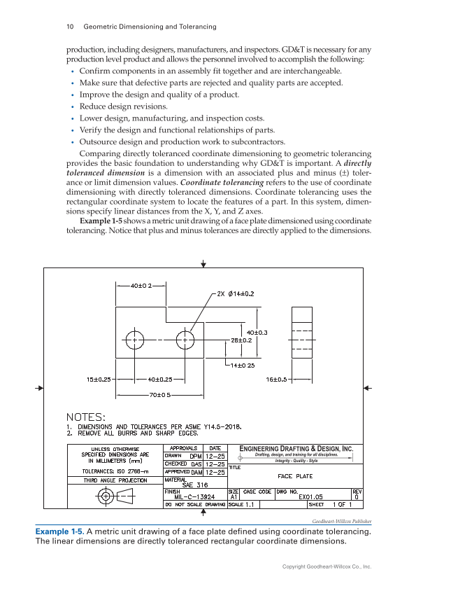 Geometric Dimensioning and Tolerancing: Principles and Practices 10e, Textbook page 10