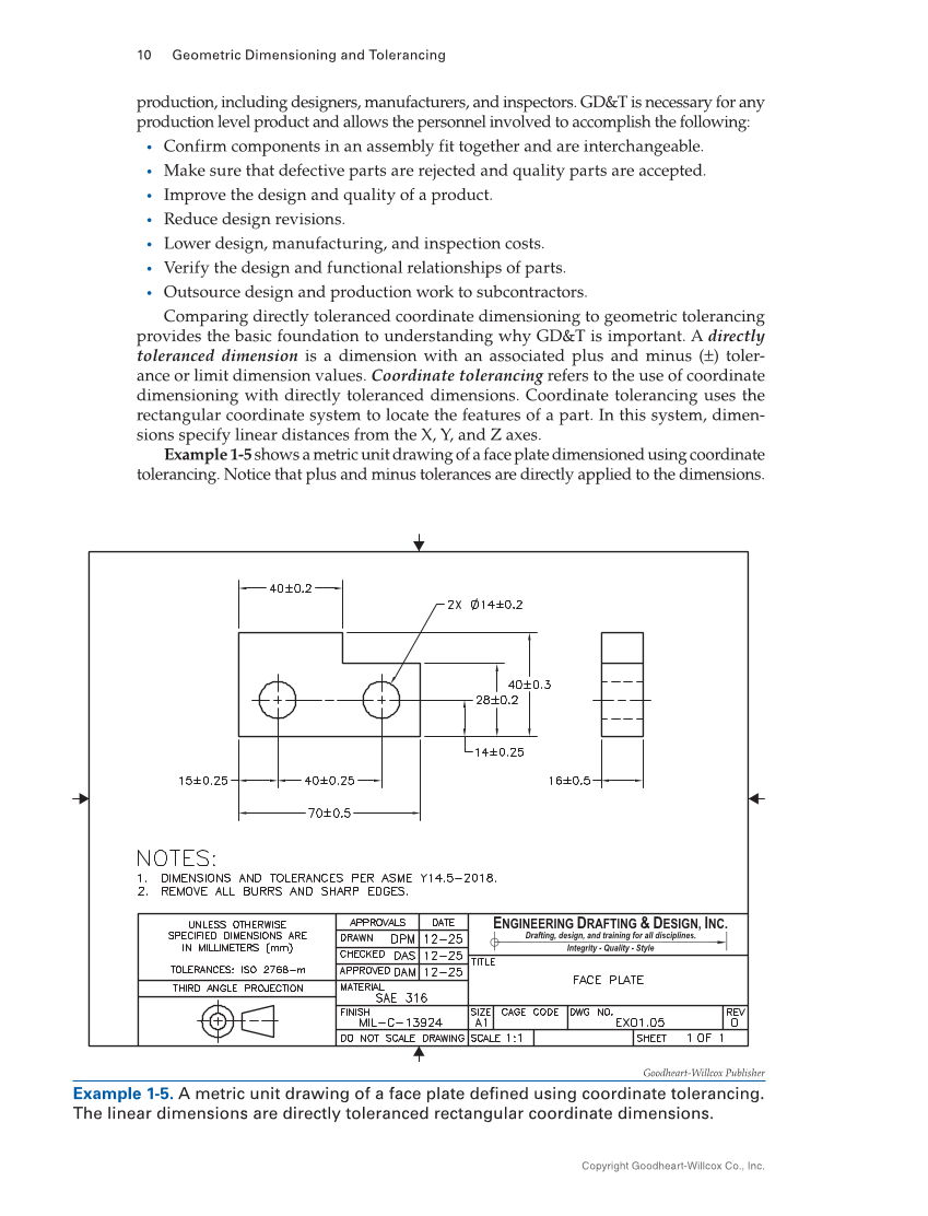 Geometric Dimensioning and Tolerancing: Principles and Practices 10e, Textbook page 10