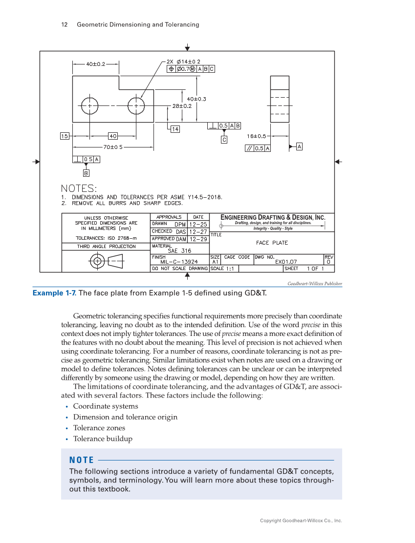 Geometric Dimensioning and Tolerancing: Principles and Practices 10e, Textbook page 12