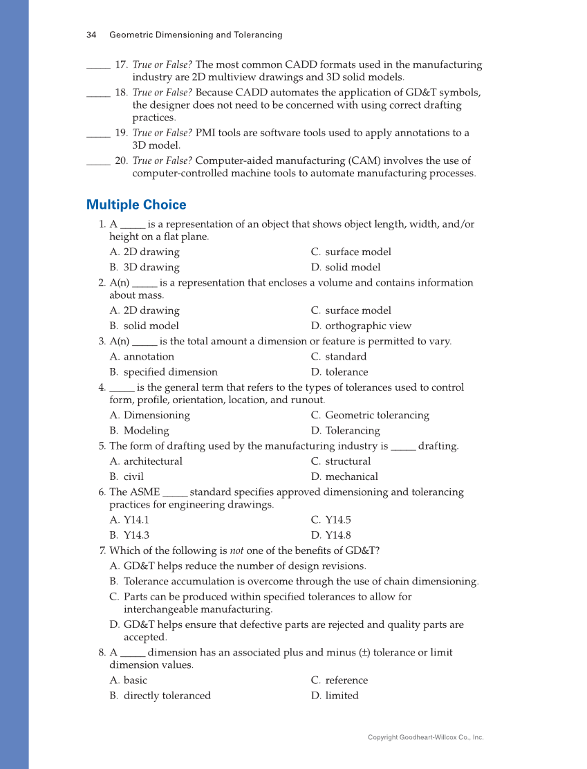 Geometric Dimensioning and Tolerancing: Principles and Practices 10e, Textbook page 34