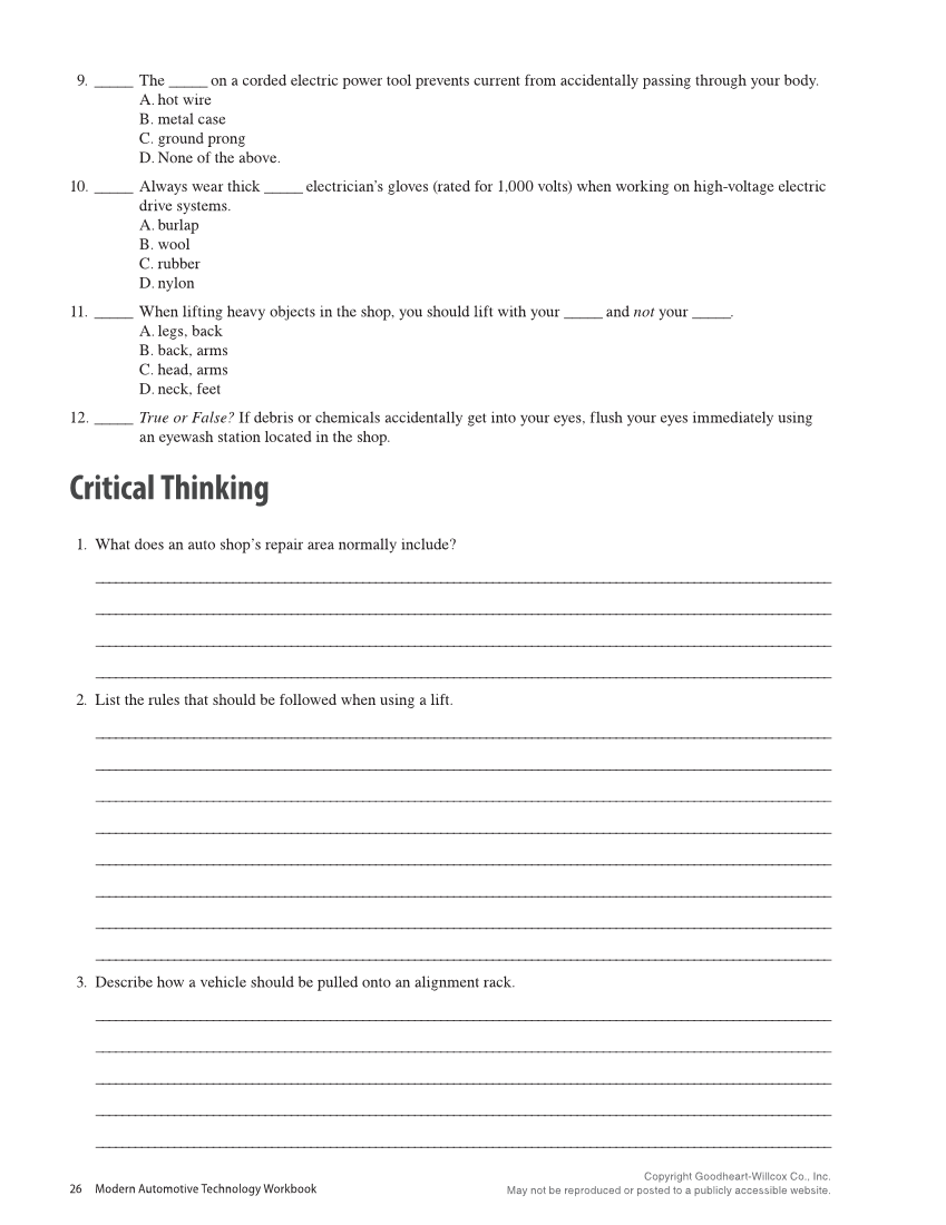 Modern Automotive Technology 10e, Workbook page 26