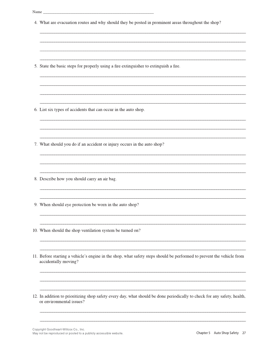 Modern Automotive Technology 10e, Workbook page 27