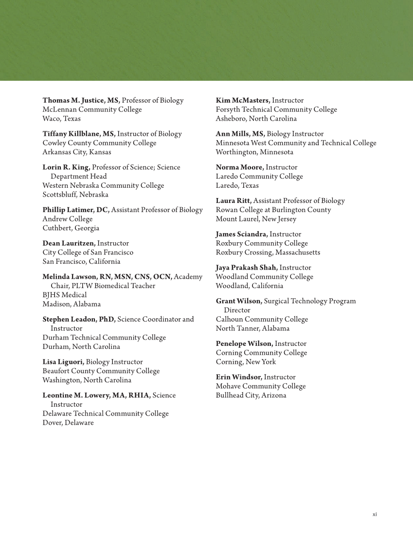 Anatomy & Physiology Essentials 2e, Textbook page xi
