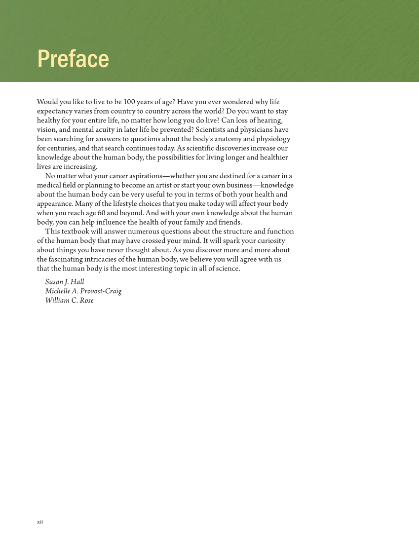 Anatomy & Physiology Essentials 2e, Textbook page xii