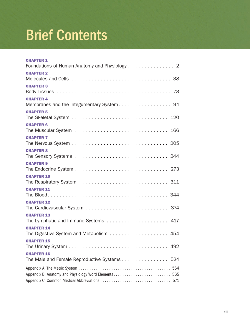 Anatomy & Physiology Essentials 2e, Textbook page xiii
