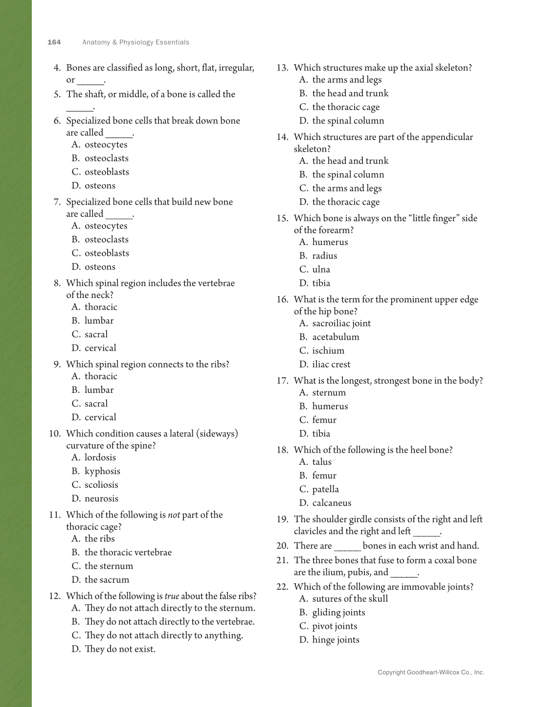 Anatomy & Physiology Essentials 2e, Textbook page 164