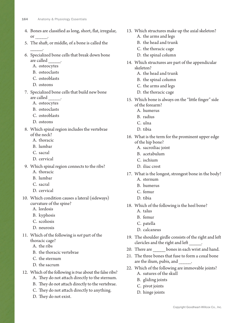 Anatomy & Physiology Essentials 2e, Textbook page 164