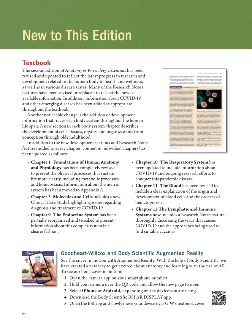 Anatomy & Physiology Essentials 2e, Textbook page iv