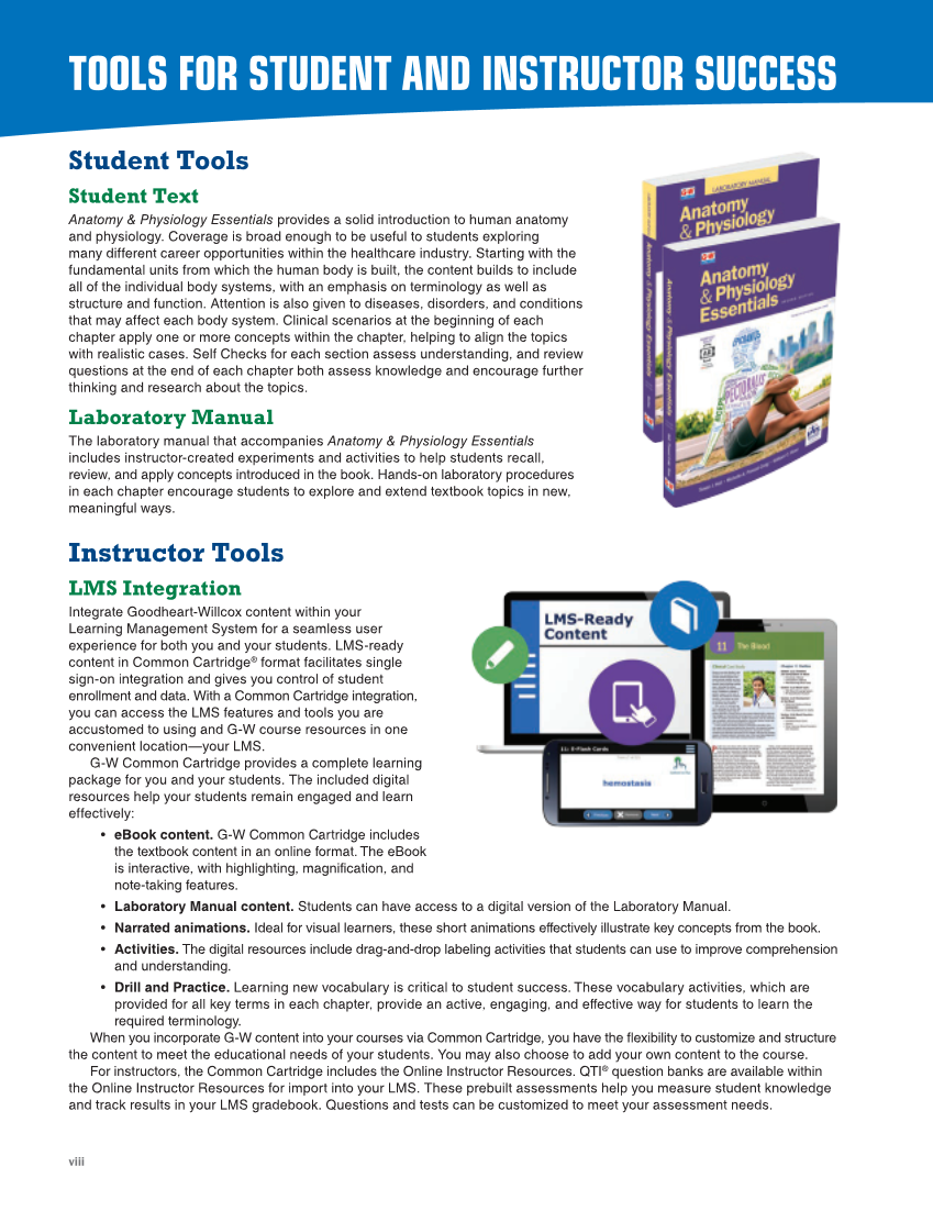 Anatomy & Physiology Essentials 2e, Textbook page viii