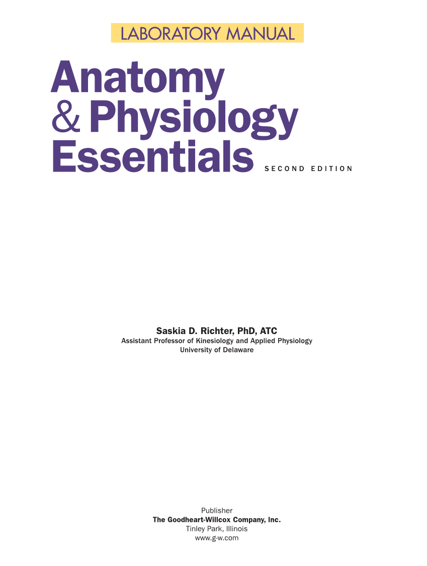 Anatomy & Physiology Essentials 2e, Laboratory Manual page i