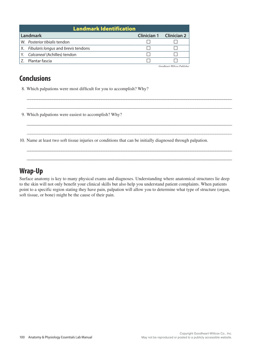 Anatomy & Physiology Essentials 2e, Laboratory Manual page 100
