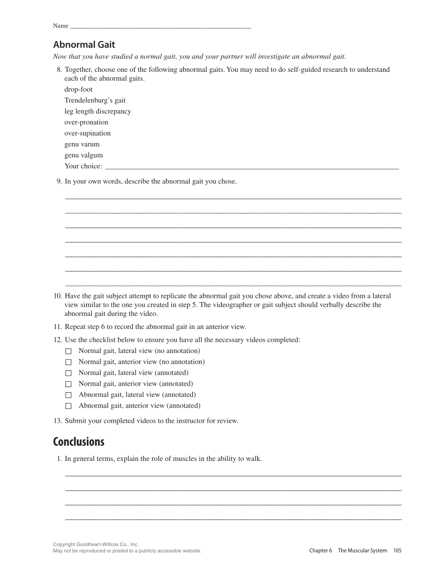 Anatomy & Physiology Essentials 2e, Laboratory Manual page 105
