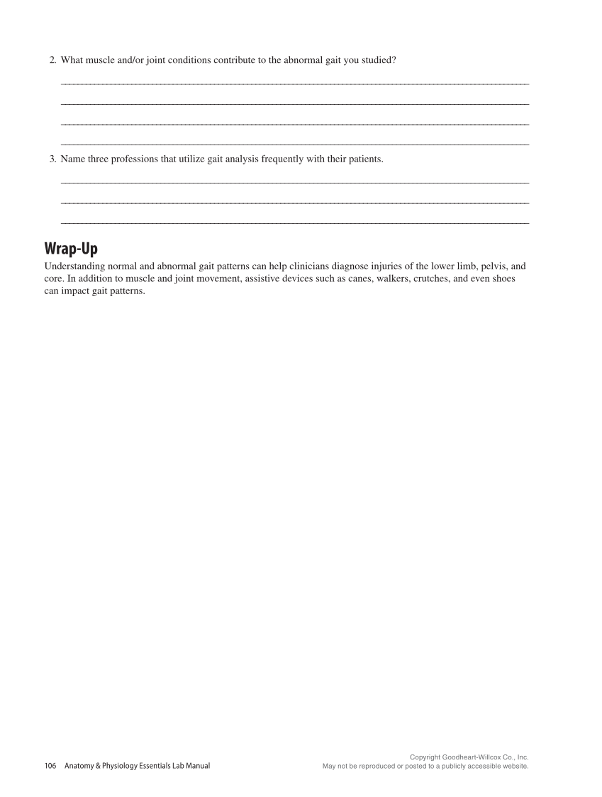 Anatomy & Physiology Essentials 2e, Laboratory Manual page 106