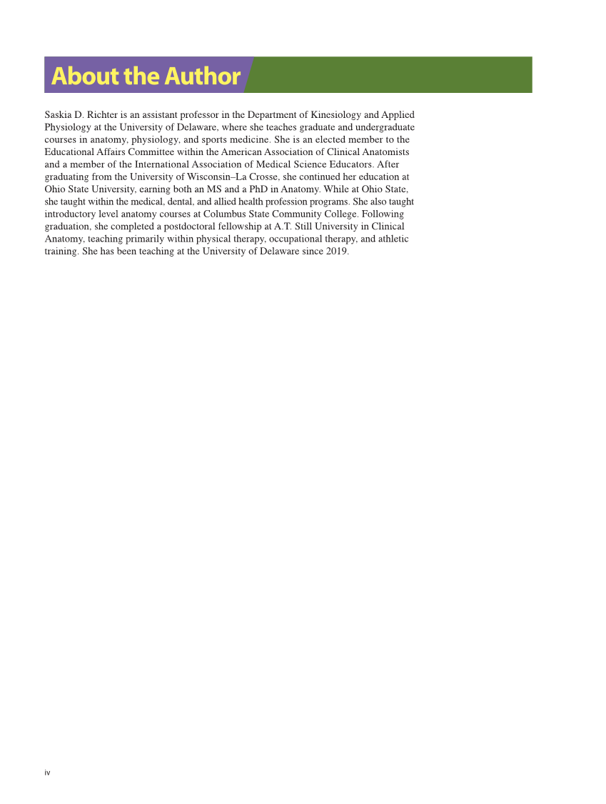 Anatomy & Physiology Essentials 2e, Laboratory Manual page iv