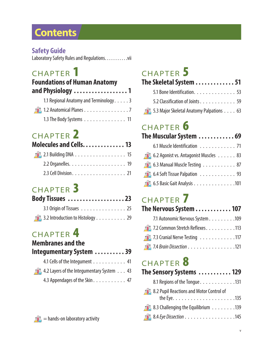 Anatomy & Physiology Essentials 2e, Laboratory Manual page v