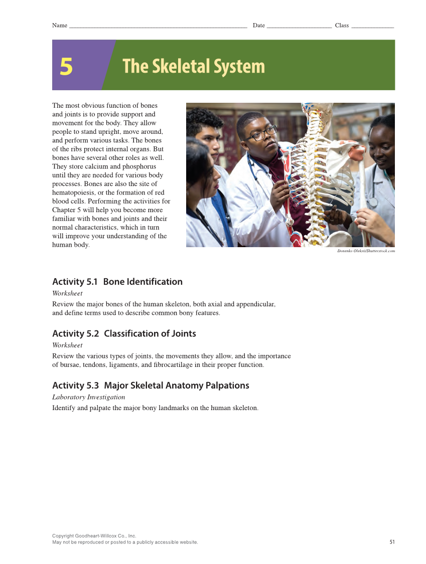 Anatomy & Physiology Essentials 2e, Laboratory Manual page 51