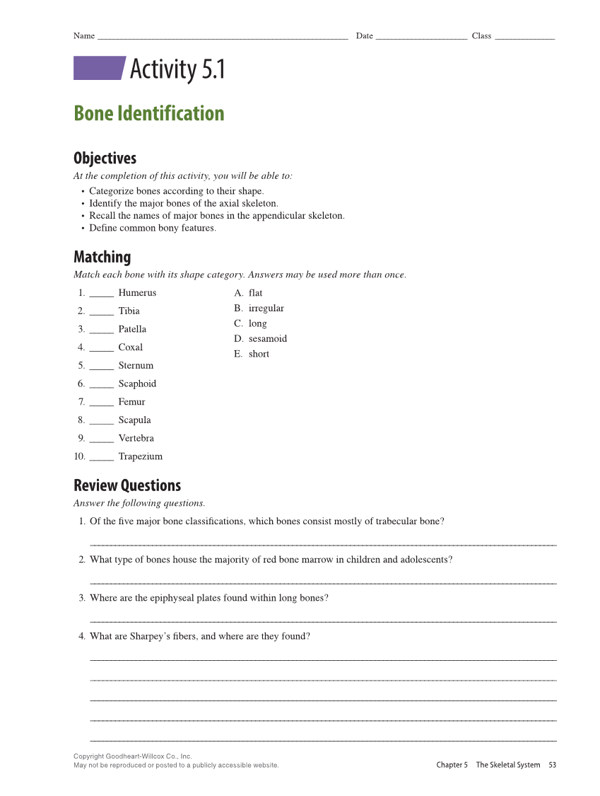Anatomy & Physiology Essentials 2e, Laboratory Manual page 53