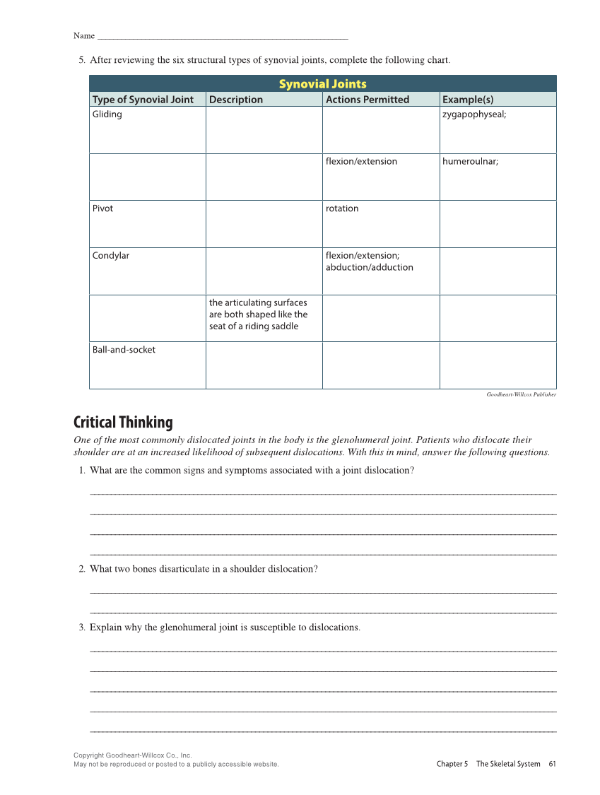Anatomy & Physiology Essentials 2e, Laboratory Manual page 61
