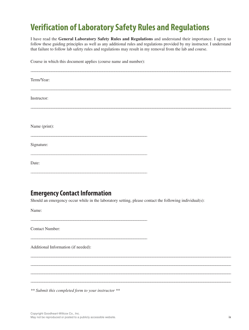 Anatomy & Physiology Essentials 2e, Laboratory Manual page ix