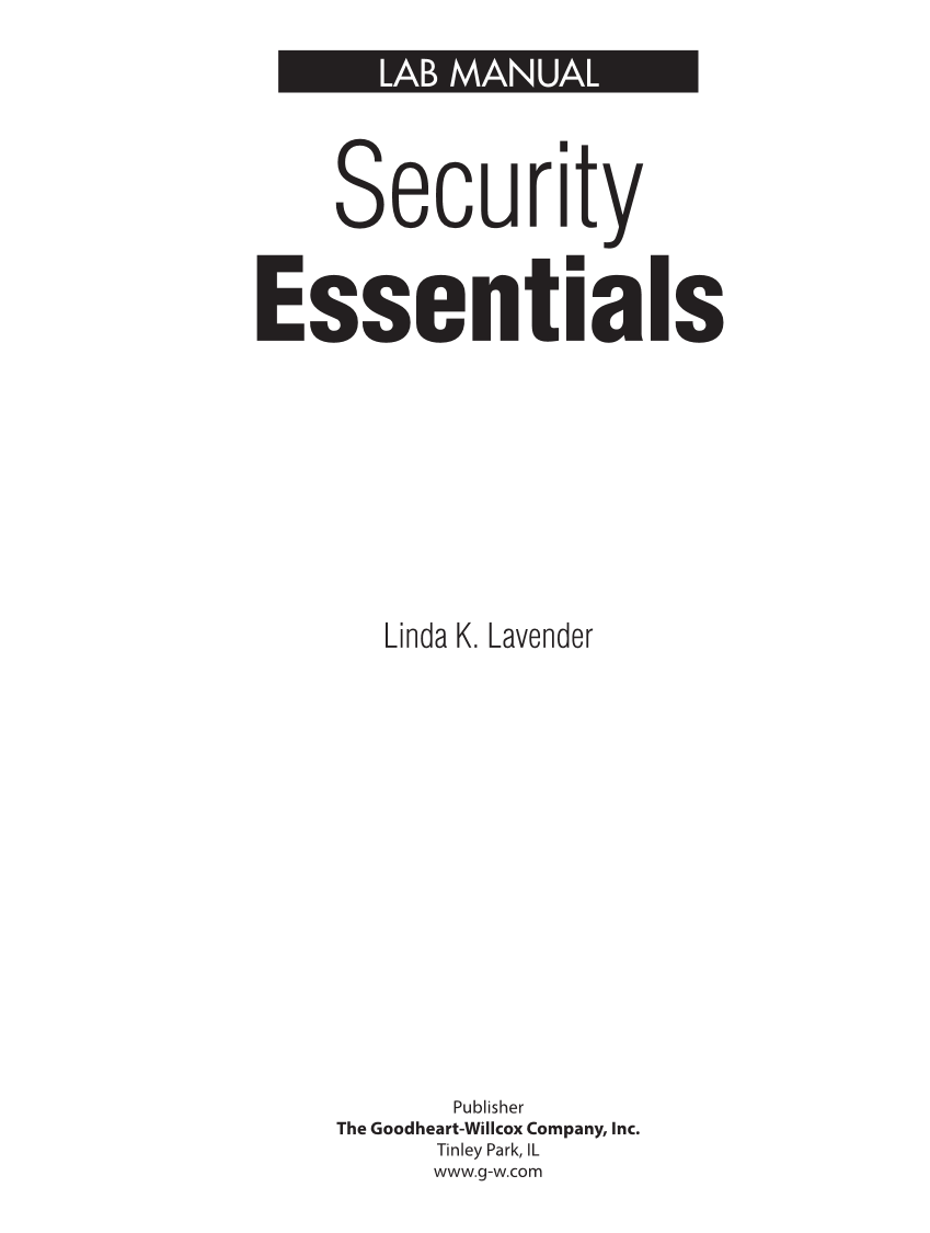 Security Essentials, Lab Manual page i