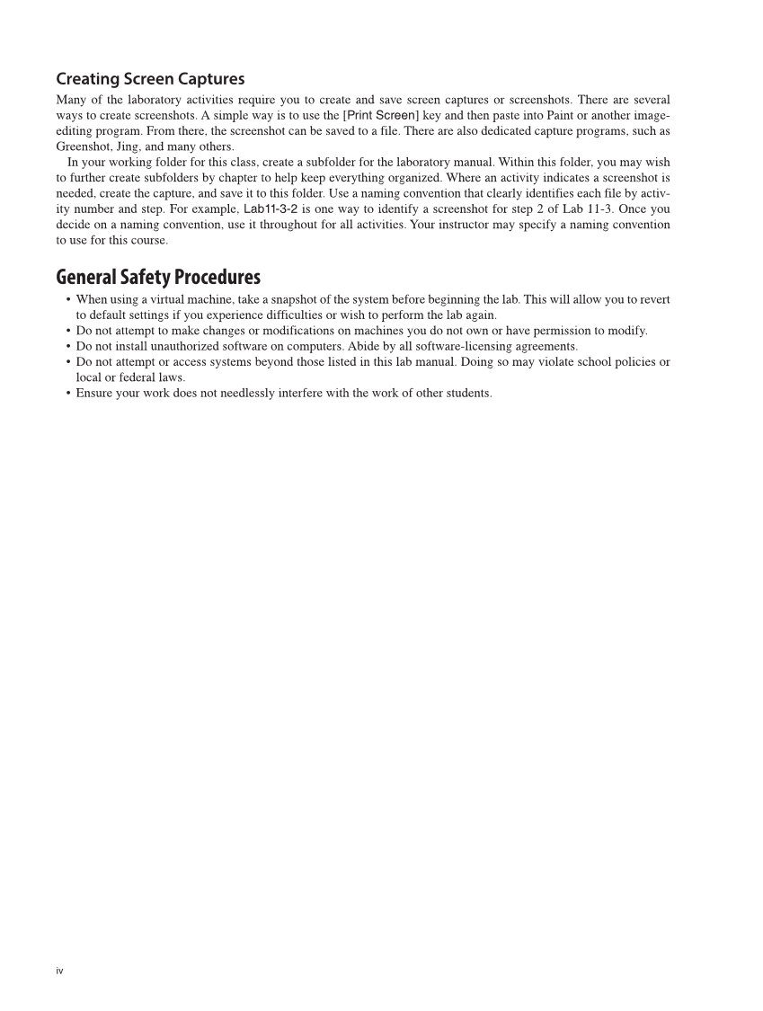 Security Essentials, Lab Manual page iv