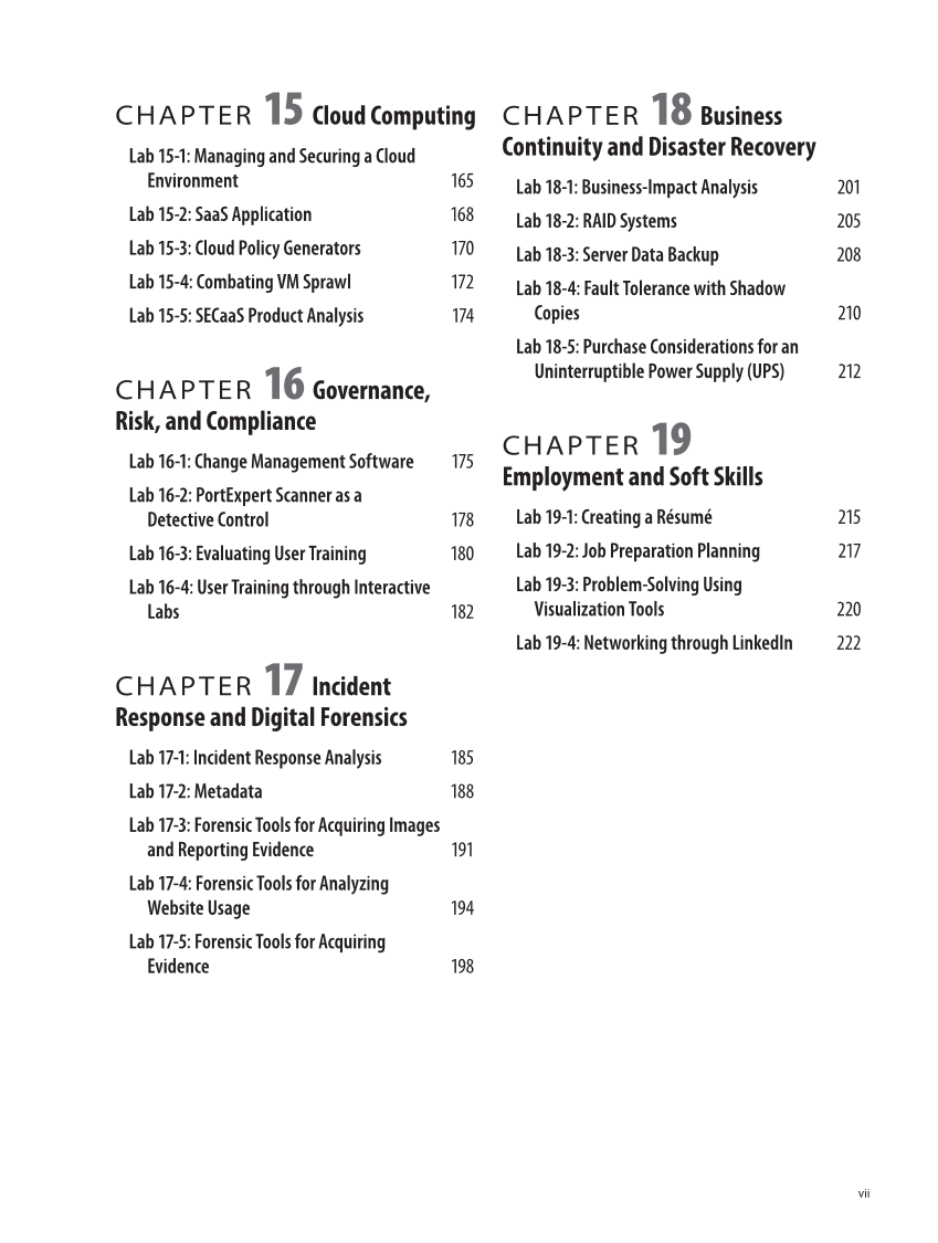 Security Essentials, Lab Manual page vii