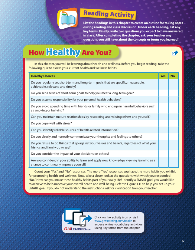 Comprehensive Health Skills for Middle School 2e page 5