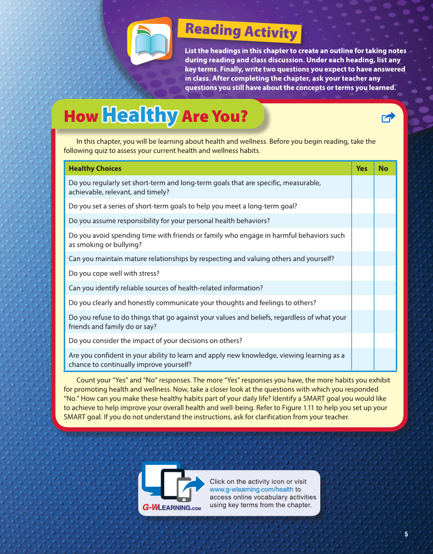 Comprehensive Health Skills for Middle School 2e page 5