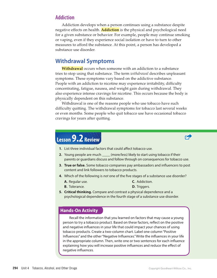 Comprehensive Health Skills for Middle School 2e page 294