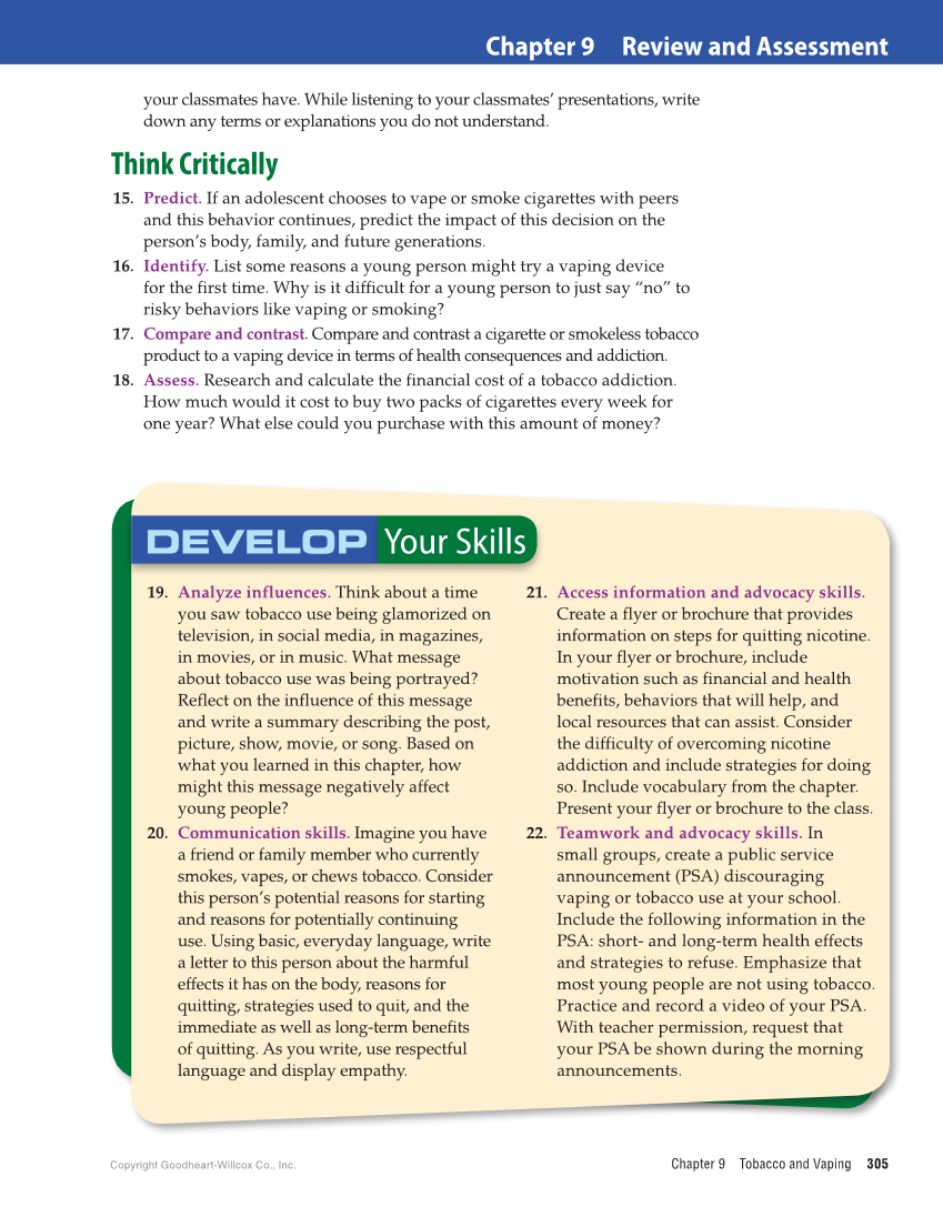 Comprehensive Health Skills for Middle School 2e page 305