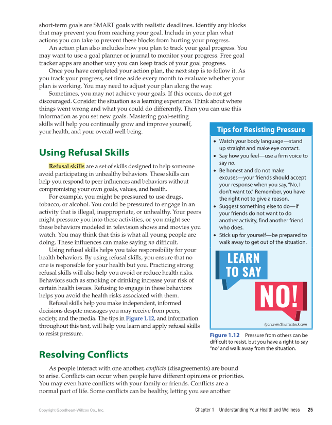 Comprehensive Health Skills for Middle School 2e page 25