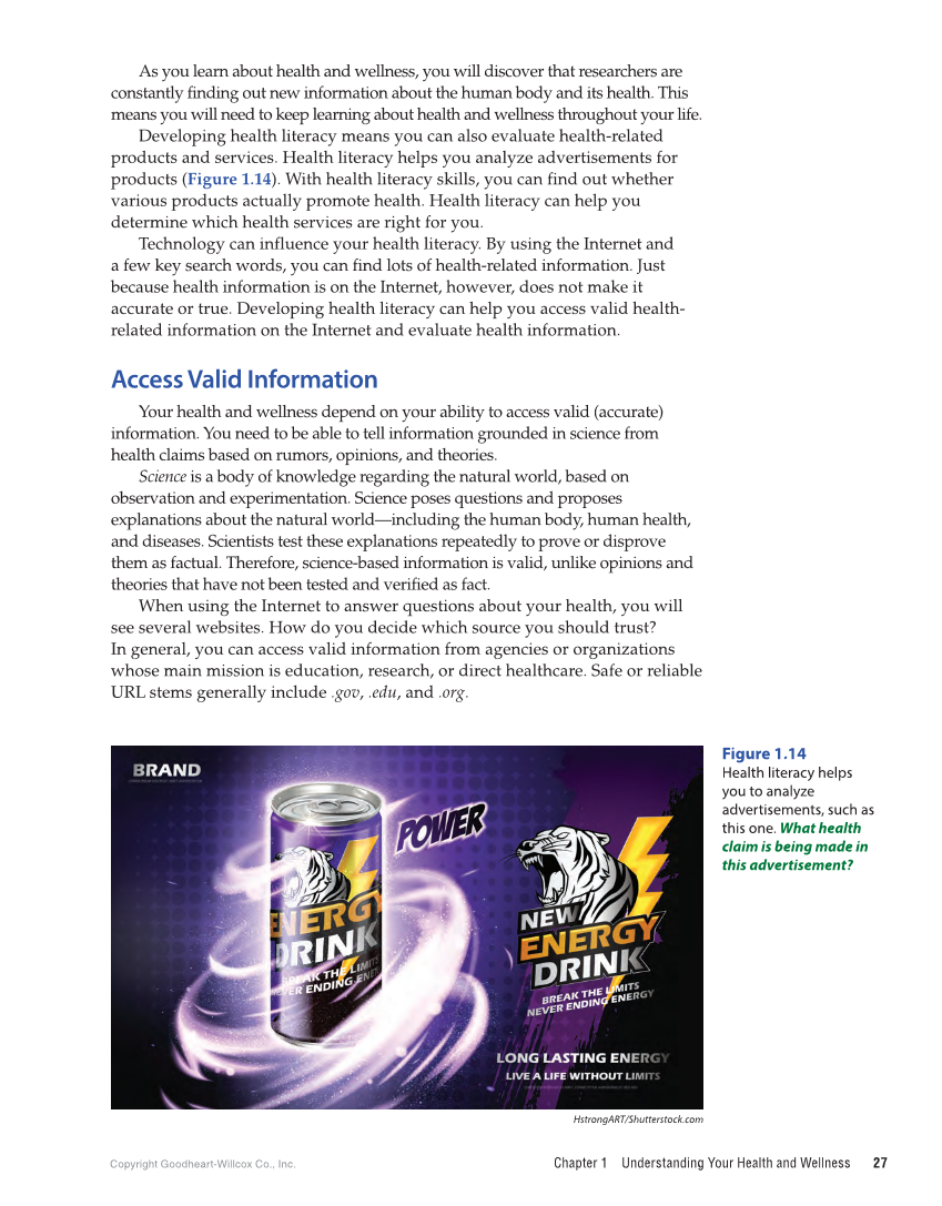 Comprehensive Health Skills for Middle School 2e page 27