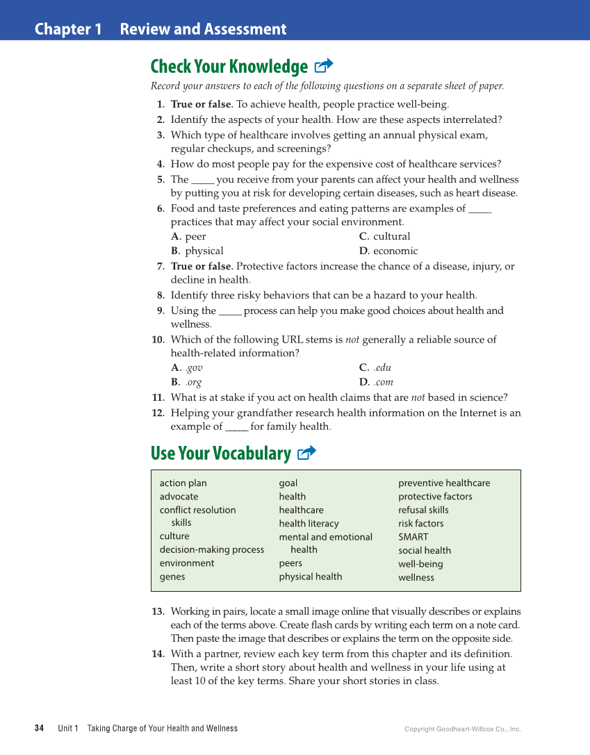 Comprehensive Health Skills for Middle School 2e page 34