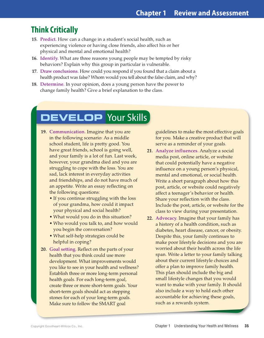 Comprehensive Health Skills for Middle School 2e page 35