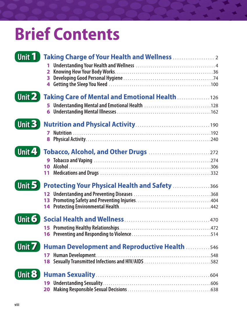 Comprehensive Health Skills for Middle School 2e page viii
