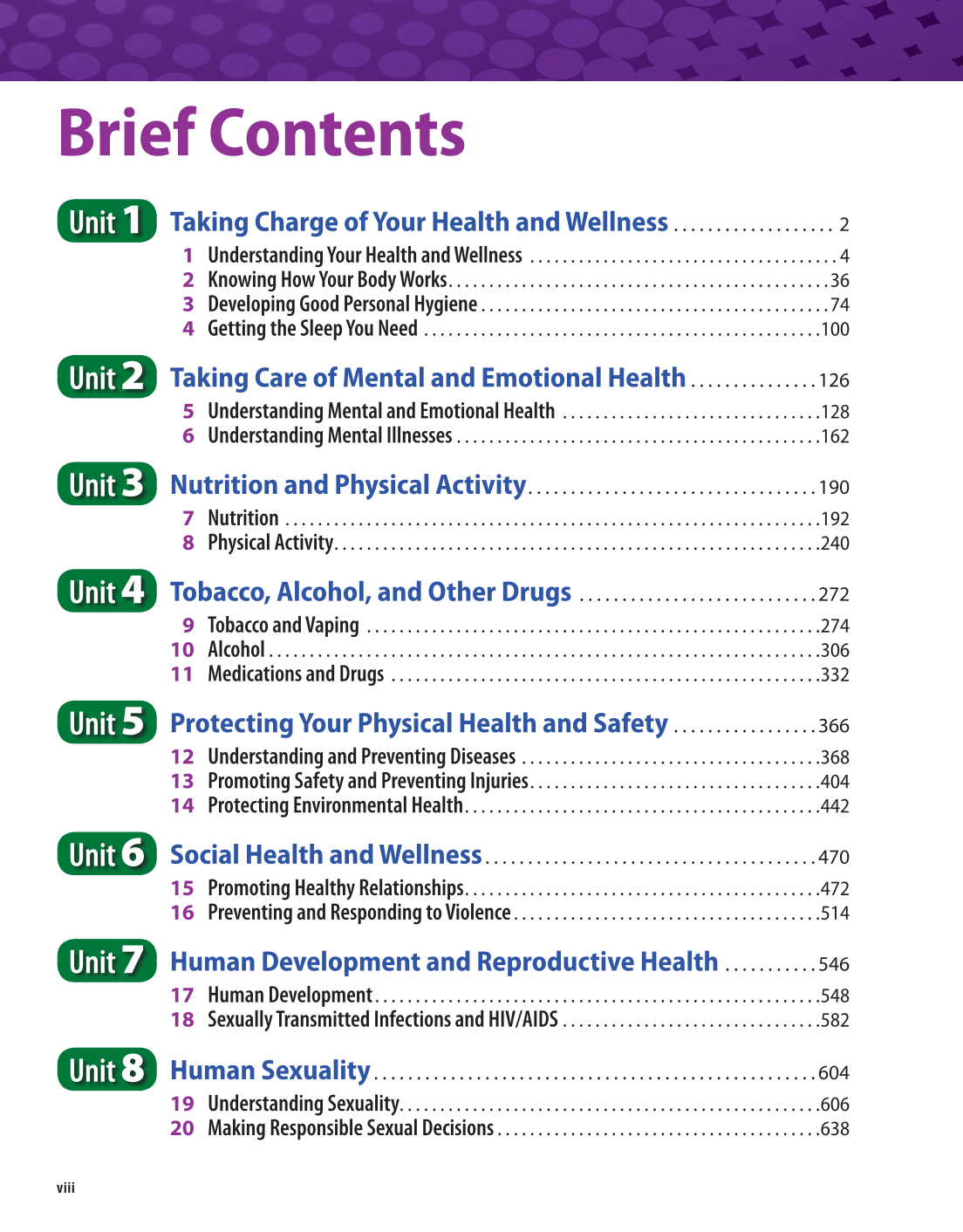 Comprehensive Health Skills for Middle School 2e page viii