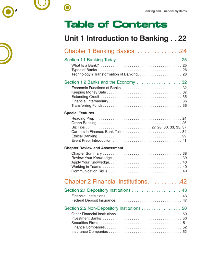 Banking & Financial Systems, 2nd Edition page 6