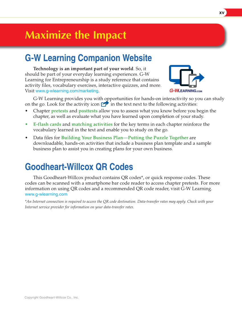 Entrepreneurship, 2nd Edition page xv