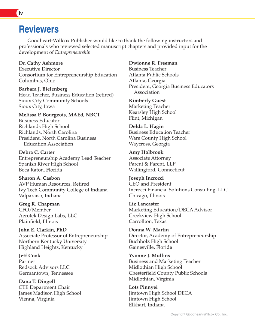 Entrepreneurship, 2nd Edition page iv