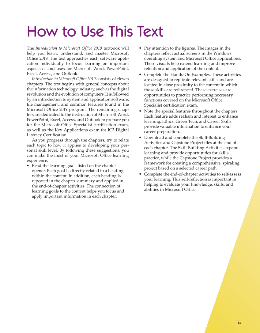 Introduction to Microsoft Office 2019, 2nd Edition page ix