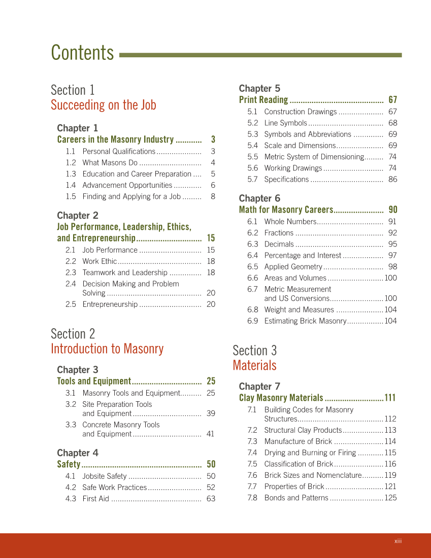 Modern Masonry: Brick, Block, Stone 9e, Textbook page xiii