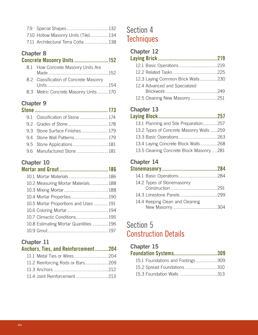 Modern Masonry: Brick, Block, Stone 9e, Textbook page xiv