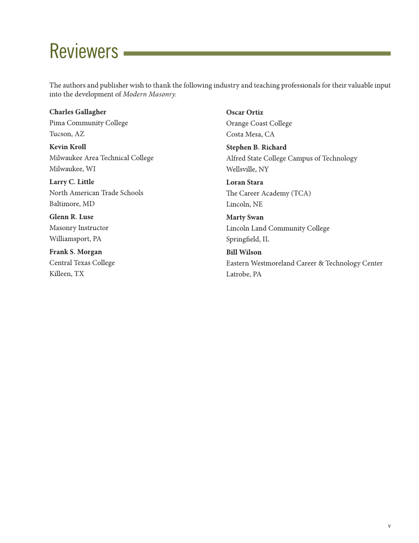 Modern Masonry: Brick, Block, Stone 9e, Textbook page v